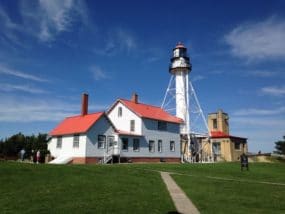 The Edmund Fitzgerald sank November 10, 1975 and lies 17 miles from the Whitefish Point Lighthouse, Paradise, Michigan, USA in Lake Superior at a depth of 535 feet.
