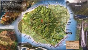 Map of Hawaiian Island Kauai