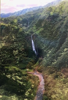 Photo of waterfall from aerial view